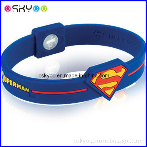 Custom Made Red/Black/Gold Hologram Power Energy Bracelets Superman Wristbands (OEM/ODM)